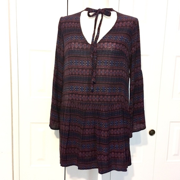 LUSH Boho southwestern print bell sleeve tunic - Picture 1 of 7
